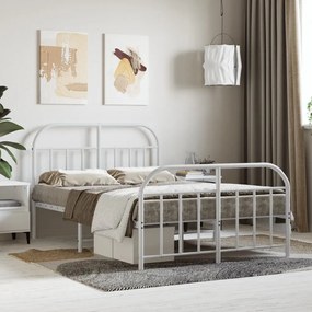 vidaXL Estrutura de cama com cabeceira e pés 120x200 cm metal branco