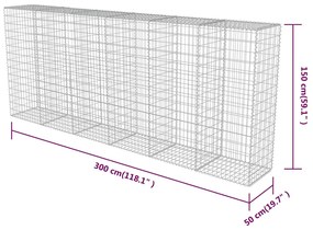 Muro gabião com tampas aço galvanizado 300x50x150 cm