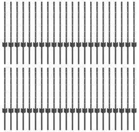 Postes de Cerca 44 pcs U-Channel Cinza 100 cm Aço