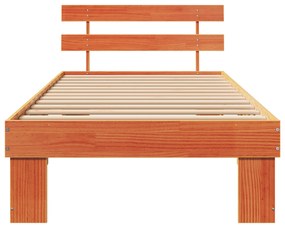 Estrado de Cama com Cabeceira Castanho Encerado 90x190 cm Madeira Maci