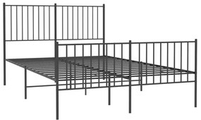 Estrutura de cama com cabeceira e pés 140x190 cm metal preto