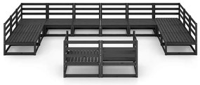 12 pcs conjunto lounge de jardim pinho maciço