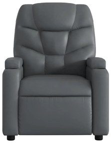 Poltrona de massagens reclinável couro artificial cinzento