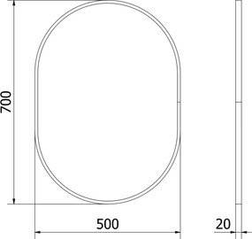 Mexen Loft espelho de casa de banho oval 70 x 50 cm, moldura dourada - 9851-070-050-000-50