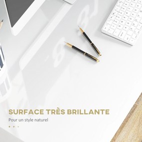 Secretária de escritório simples, elegante e compacta com 1 prateleira, em aglomerado, dim. 90 x 50 x 74 cm, lacada a branco