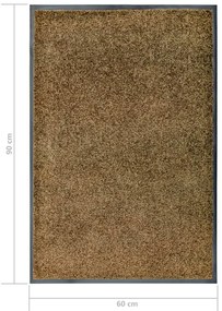 Tapete de porta lavável 60x90 cm castanho
