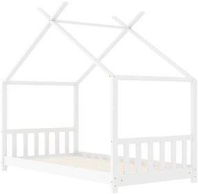 Estrutura de cama para crianças 70x140 cm pinho maciço branco