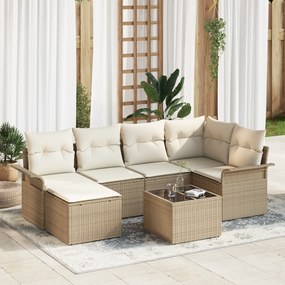 Conjunto de Sofá de Jardim vidaXL com Almofadas 7 Peças em Polyrattan