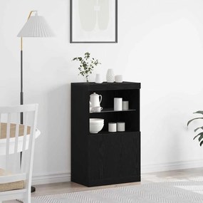 Sideboard vidaXL com luzes LED Carvalho Preto 60x37x100 cm
