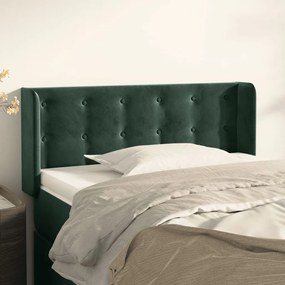 Cabeceira de cama c/ abas veludo 83x16x78/88 cm verde-escuro