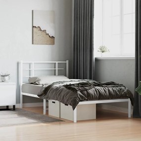 Estrutura de cama em metal com cabeceira 107x203 cm branco