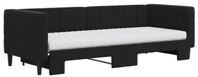 Sofá-cama com gavetão e colchões 80x200 cm veludo preto