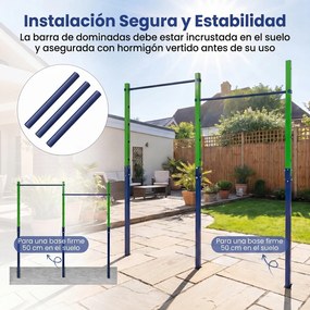Barra de Elevações de Exterior Dupla, 227 x 5 x 231,5 cm, Altura Regulável em 5 Posições, Verde