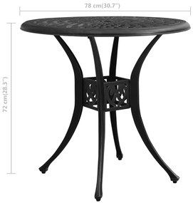 Mesa de jardim 78x78x72 cm alumínio fundido preto