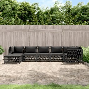 vidaXL 7 pcs conjunto lounge de jardim com almofadões aço antracite