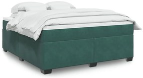 vidaXL Cama com molas/colchão 180x200 cm veludo verde-escuro