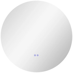 Kleankin Espelho Redondo Luminoso LED de Casa de Banho Ø 80 cm de Parede com Iluminação Interruptor Tátil Sistema Anti Embaciamento | Aosom Portugal