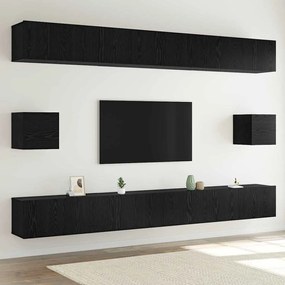 vidaXL Conjunto de móvel de TV 8 pcs Carvalho preto 100 x 30 x 30 cm