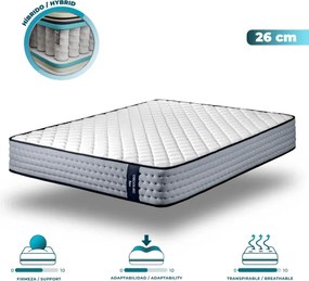 Colchão Flow 6700 Hybrid 90x190 com 7 zonas de firmeza diferentes com estrutura de molas box firme e leve