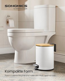 Caixote Lixo para casa de banho com tampa e pedal silencioso, 3 litros, branco