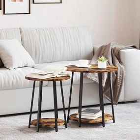 vidaXL Conjunto de mesas de apoio 2 pcs Carvalho defumado e Preto