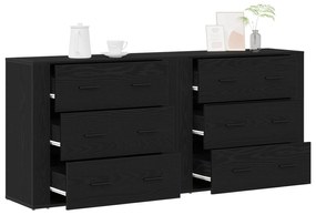 Buffets 2 pcs Carvalho Preto Madeira Engenheirada