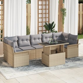 Conjunto de Sofá de Jardim vidaXL com Almofadas Bege Rattan Sintético,