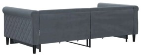 Sofá-cama c/ gavetão e gavetas 100x200cm veludo cinzento-escuro