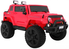 Jipe elétrico para Crianças 24V 2 Lugares Mighty Jeep 4x4 Rodas de EVA, Assento de couro Vermelho