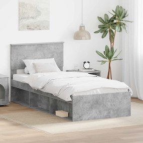 vidaXL Estrutura da Cama com cabeceira Cinza Concreto 100 x 200 cm