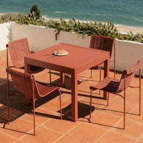 Set De Mesa Extensível 90-180x90 Cm Em Alumínio Starmi E 4 Cadeiras De Jardim Em Rattan Sintético E Aço Revi Terracota - Sklum