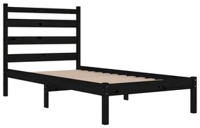 Estrutura de cama 100x200 cm pinho maciço preto
