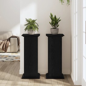 Suporte para Plantas Carvalho Preto 33x33x80 cm Madeira Revestida