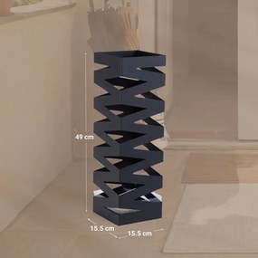 Suporte para guarda-chuvas quadrado 15,5 x 15,5 x 49 cm preto