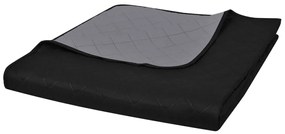 Colcha dupla face acolchoada preto/cinzento 170 x 210 cm