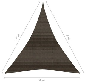 Para-sol estilo vela 160 g/m² 4x5x5 m PEAD castanho