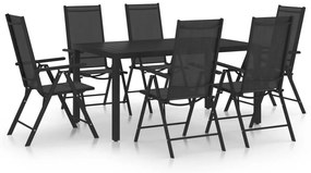 vidaXL 7 pcs conjunto de jantar para jardim alumínio preto