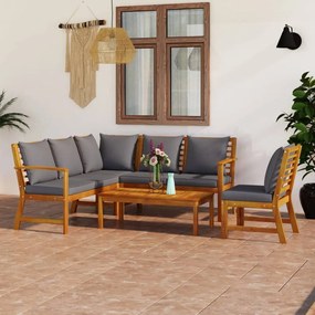 vidaXL 5 pcs conjunto lounge de jardim c/ almofadões acácia maciça