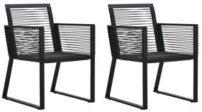 3 pcs conjunto de jantar para jardim vime de PVC preto