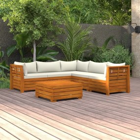 vidaXL 6 pcs conjunto lounge de jardim c/ almofadões acácia maciça