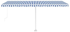 Toldo retrátil manual com LED 500x300 cm azul e branco