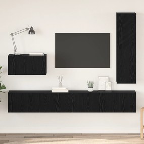 vidaXL Conjunto de móvel de TV 4 pcs Carvalho Preto 30.5 x 30 x 110 cm