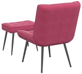 Cadeira de descanso com banco veludo vermelho tinto