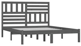 Estrutura de cama king 150x200 cm pinho maciço cinzento