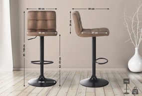 Conjunto de 4 bancos de bar em veludo com estrutura preta 85-106 x 40 x 50 cm castanho