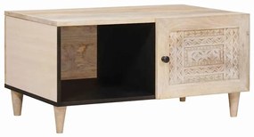 vidaXL Mesa de centro Bege 80 x 50 x 40 cm Madeira de mangueira maciça