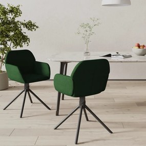vidaXL Cadeiras de jantar giratorias 2 pcs veludo verde-escuro