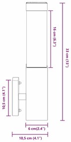 Luzes de Parede 2 pcs Preto Aço Inoxidável IP44