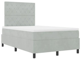 Cama Box com Colchão vidaXL Cinza Claro Pequena Dobrada Veludo