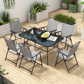 Conjunto de Refeição para Jardim – Cinzento e Preto – 140x90 cm – 6 Ca
